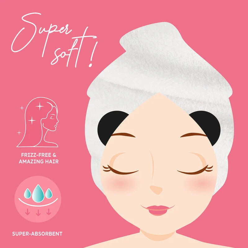 ASCIUGAMANO A TURBANTE PER CAPELLI - LOVE MY HAIR PANDA