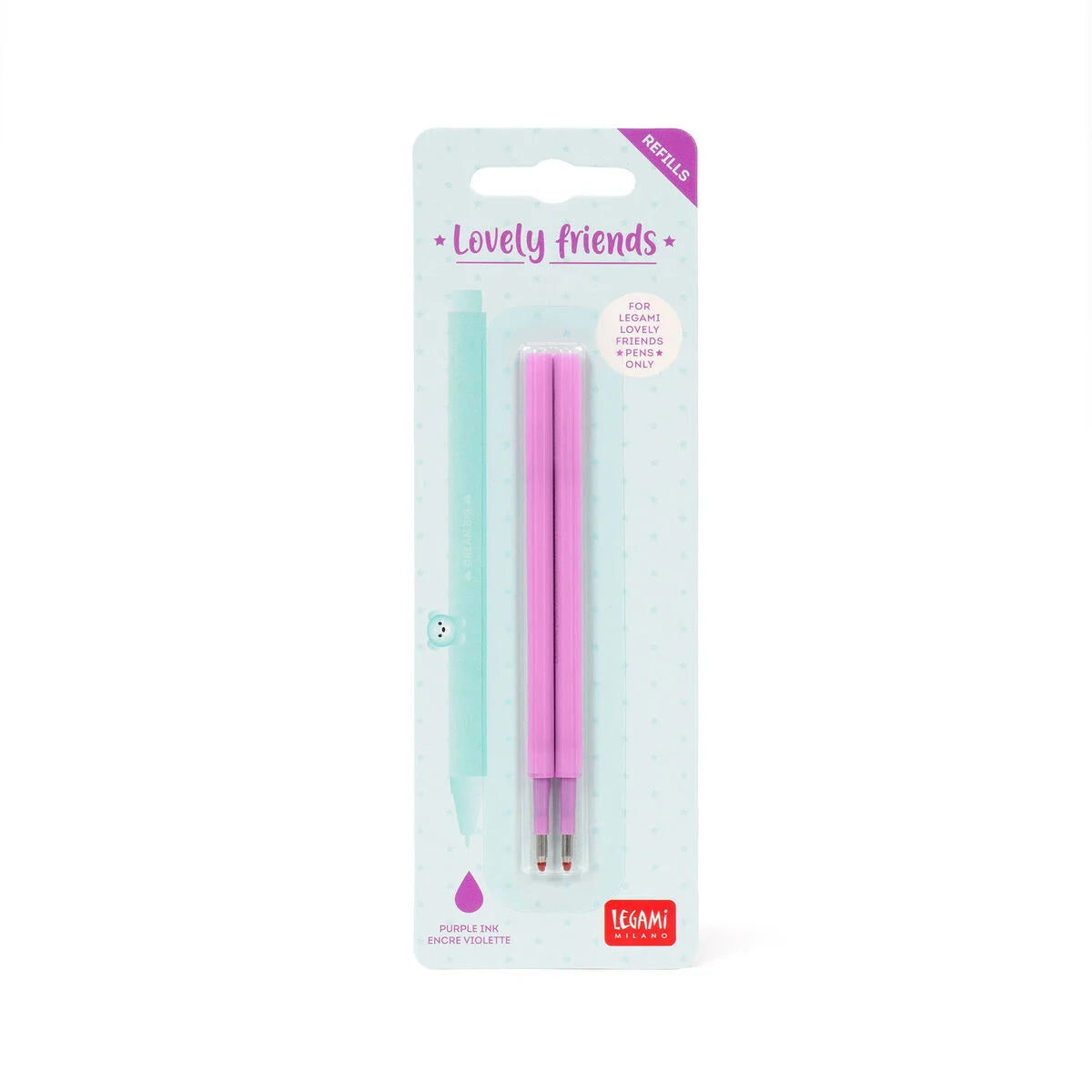 SET DI DUE REFIL PER PENNA GEL - LOVELY FRIENDS PURPLE