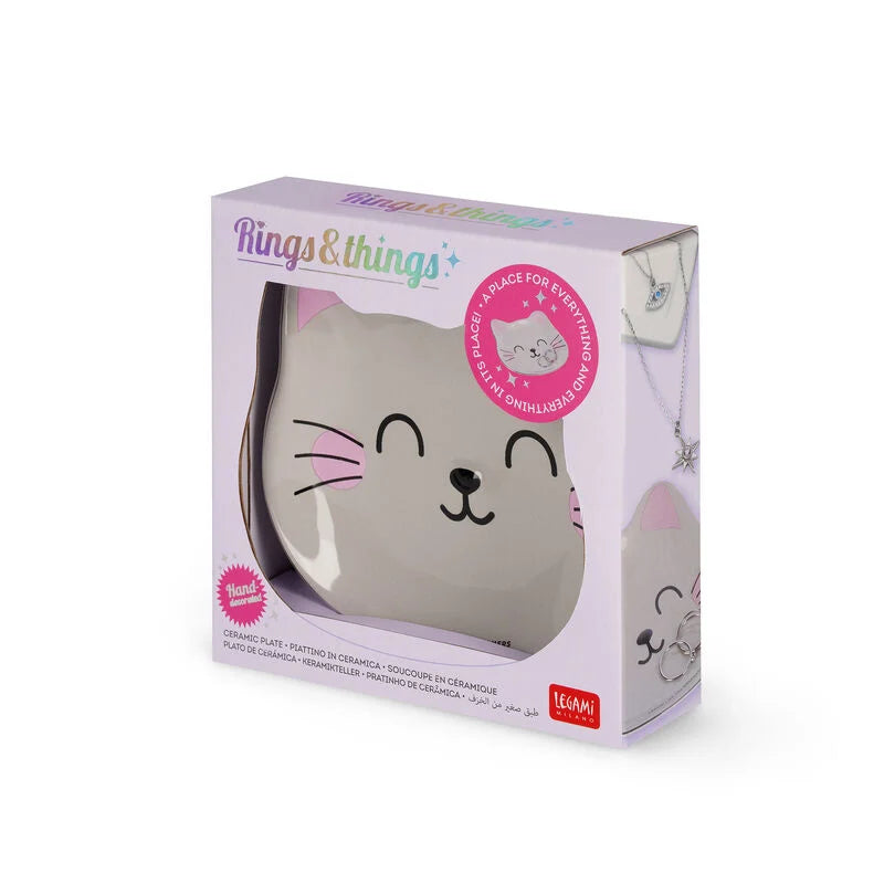 piattino in ceramica ring & things kitty gatto