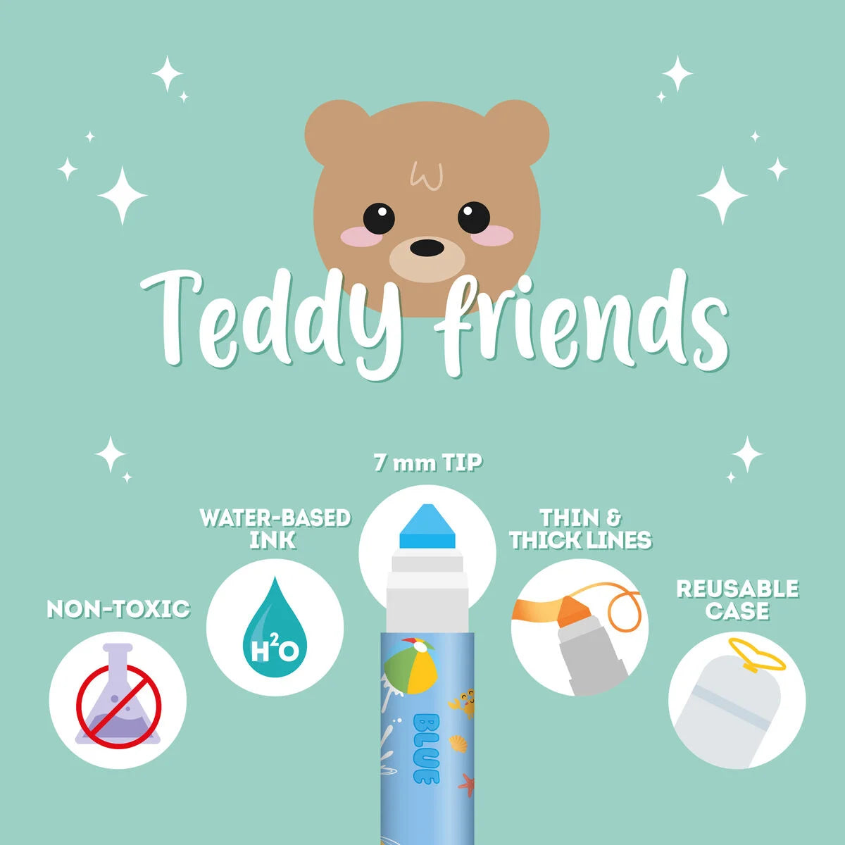 SET DI 12 PENNARELLI TEDDY FRIENDS