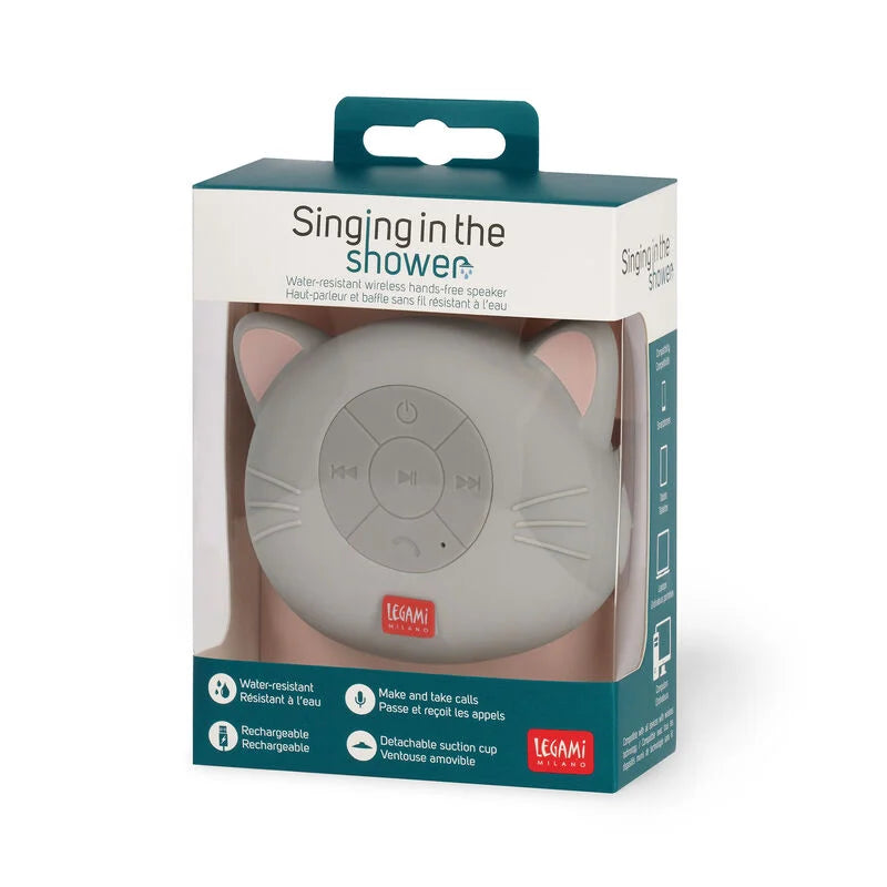 vivavoce e speaker wireless resistente all'acqua - singing in the shower kitty gatto