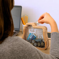 SALVADANAIO IN LEGNO REGISTRATORE DI CASSA