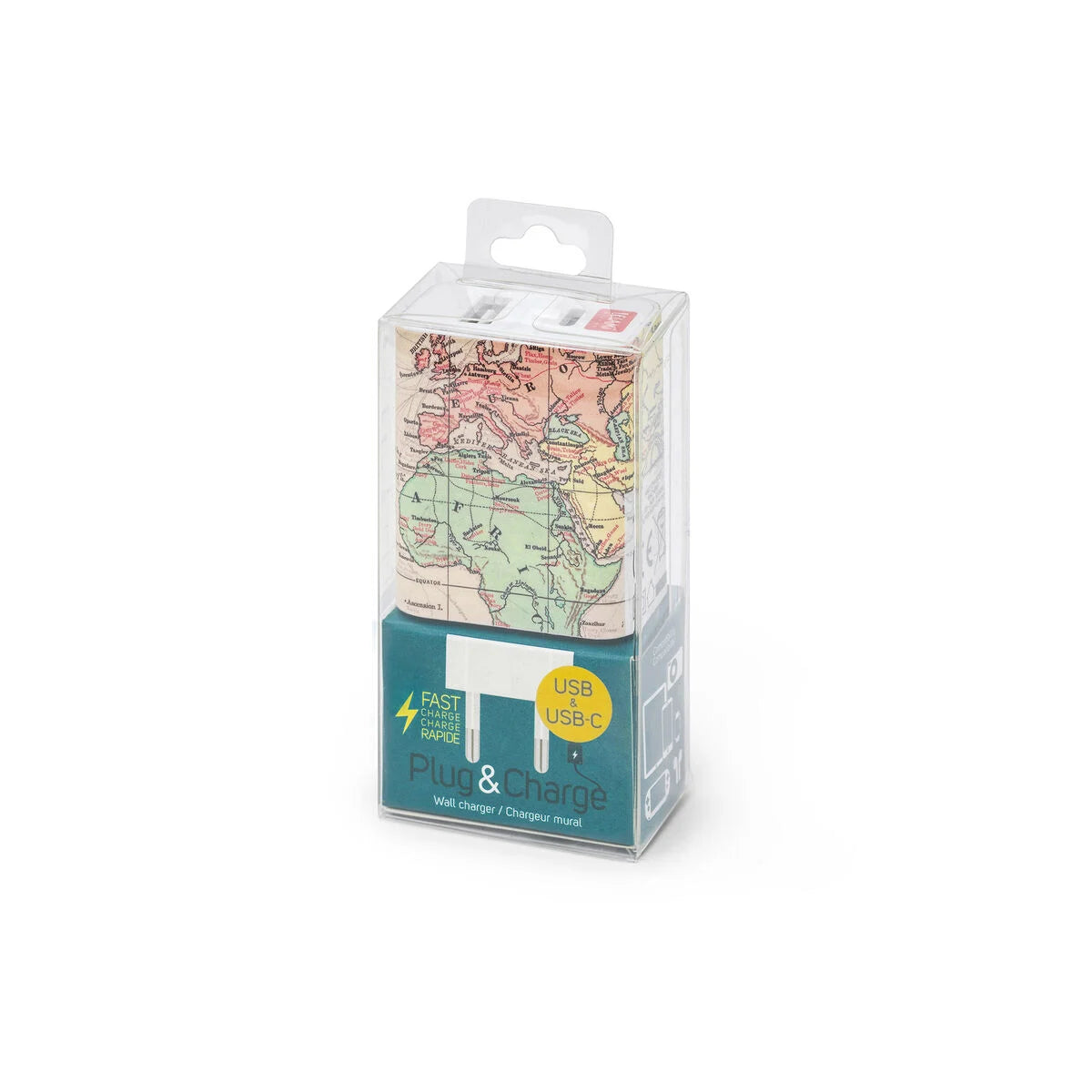 caricabatterie da muro - plug & charge - usb + usb-c travel