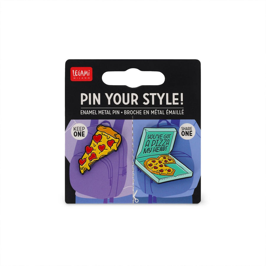 set di 2 spille in metallo smaltato - pin your style! pizza