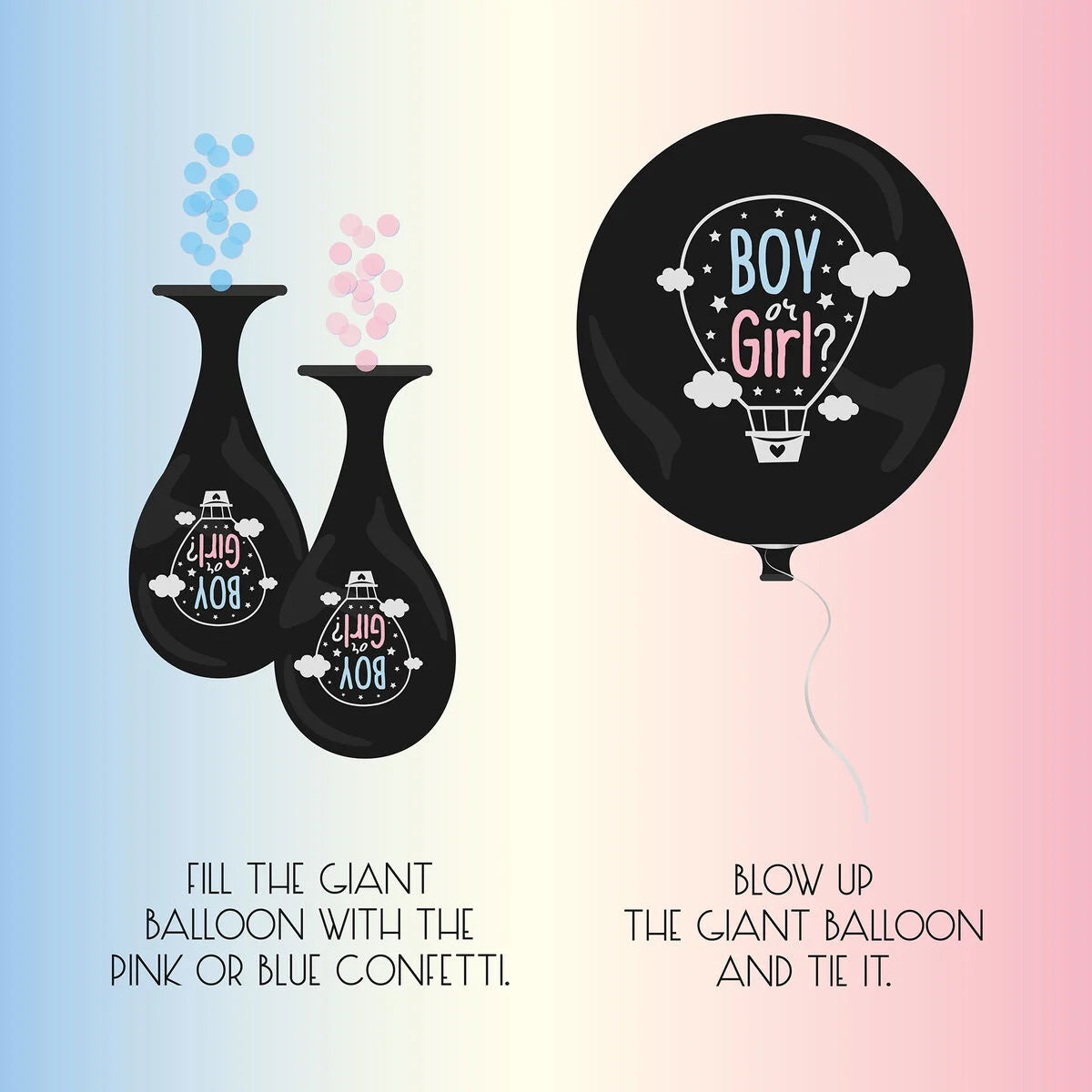 kit festa di gender reveal - pink or blue, we love you