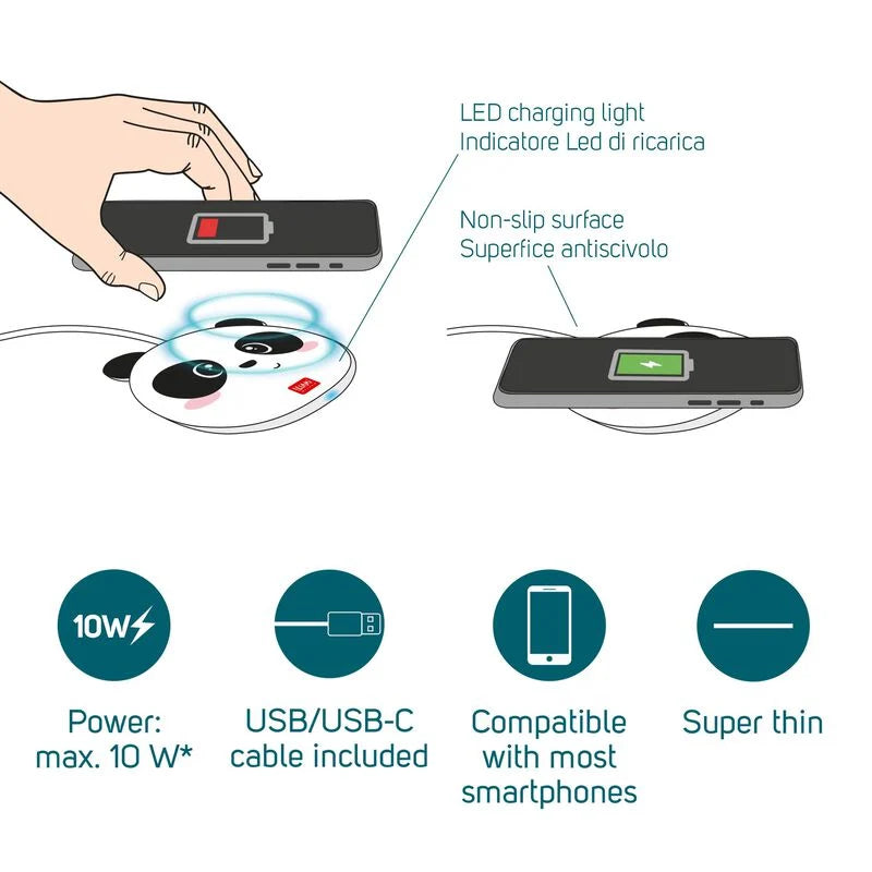 caricabatterie wireless per smartphone - super fast panda