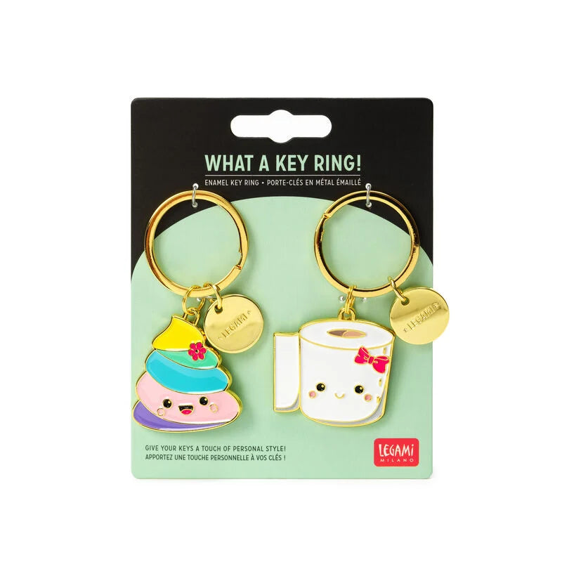 portachiavi metallo smaltato set da due - what a key ring! poo