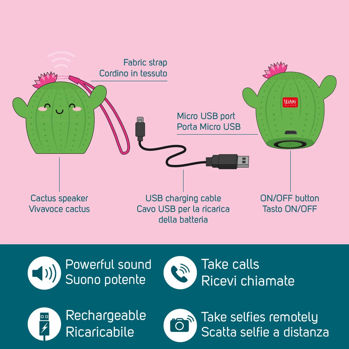 vivavoce mini e speaker wireless - pump up the volume cactus