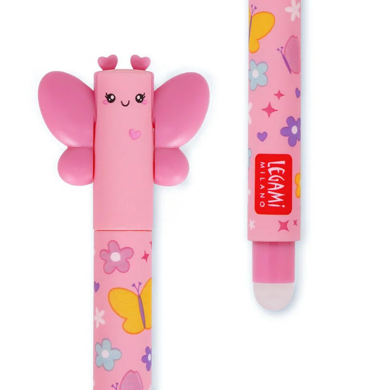 penna gel cancellabile rosa Farfalla