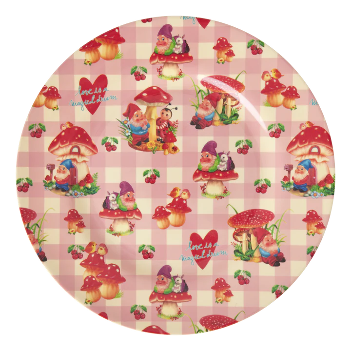 Piatto piano - Rosa - Love Therapy Gnome Print
