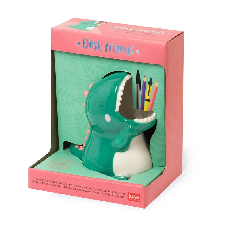 PORTAPENNE IN CERAMICA DESK FRIENDS DINO