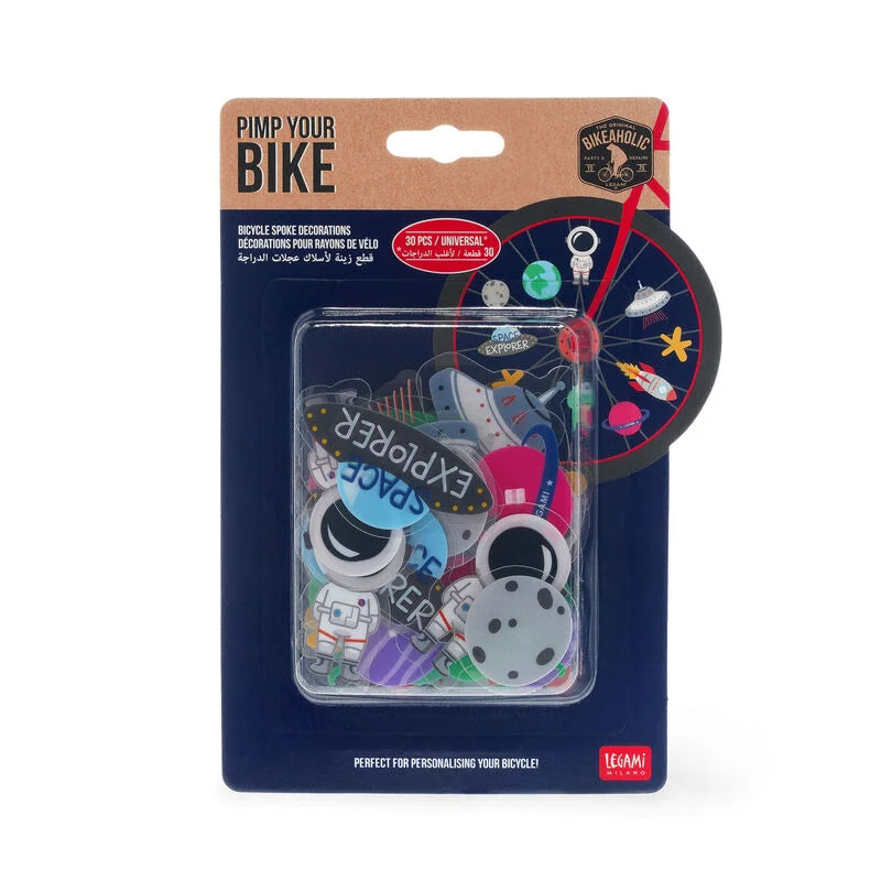 set di 30 decorazioni per i raggi della bicicletta - pimp your bike! space