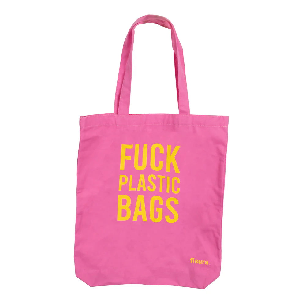 TOTE BAG "FUCK PLASTIC BAGS" PINK