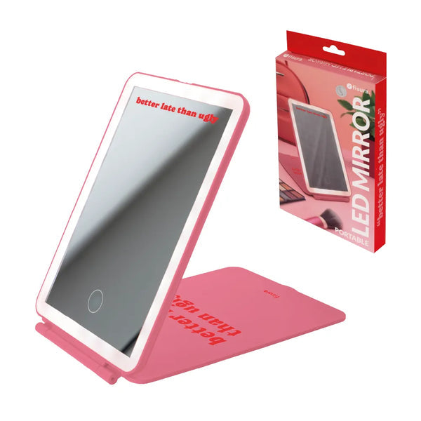SPECCHIO LED PORTATILE "BETTER LATE THAN UGLY"