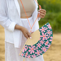 VENTAGLIO "FIORI" ROSA E VERDE