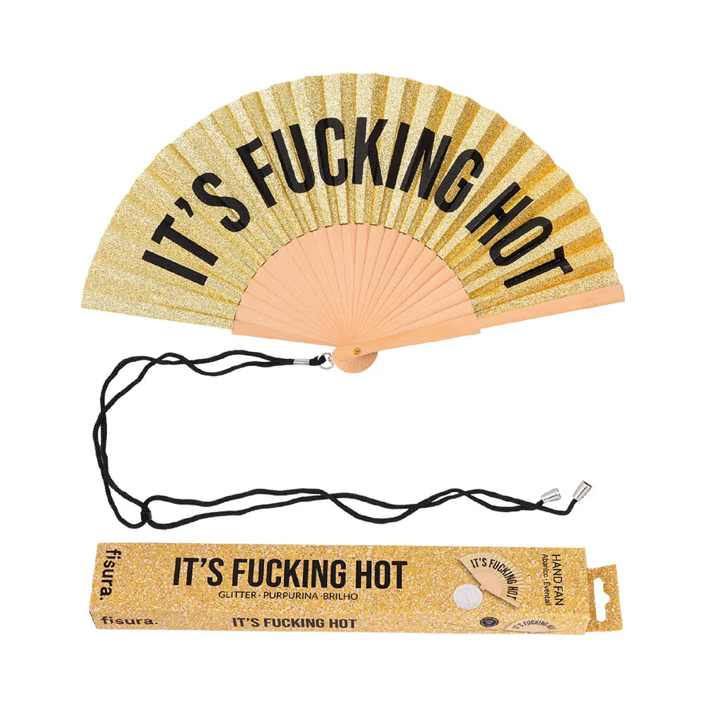 VENTAGLIO "IT'S FUCKING HOT" GLITTER ORO
