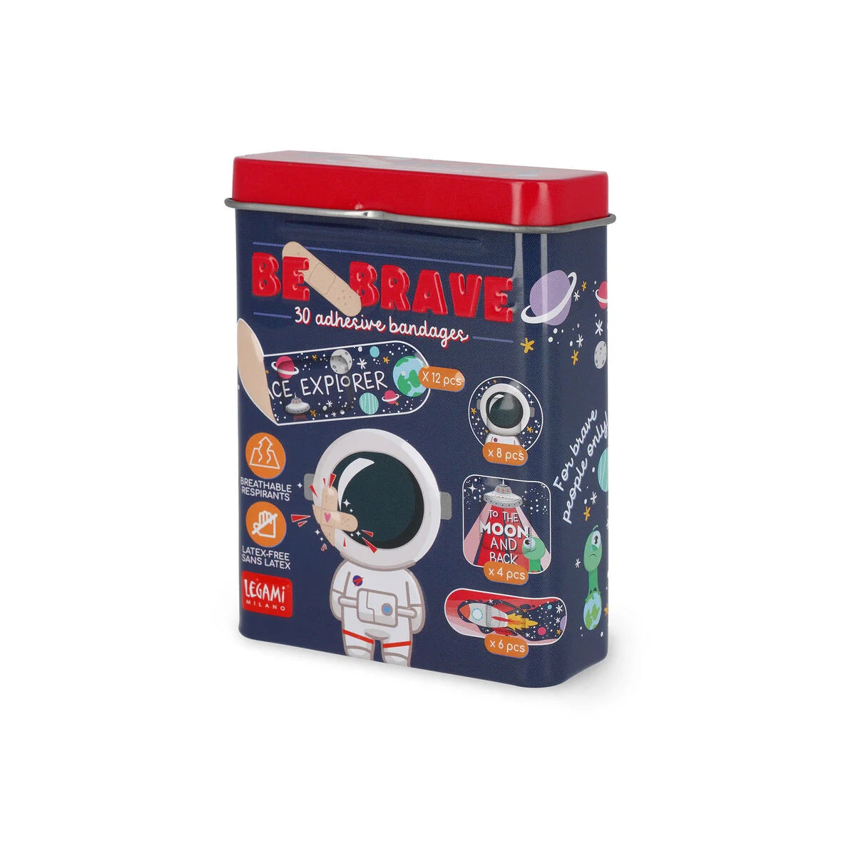 box in latta da 30 cerotti stampati - be brave space