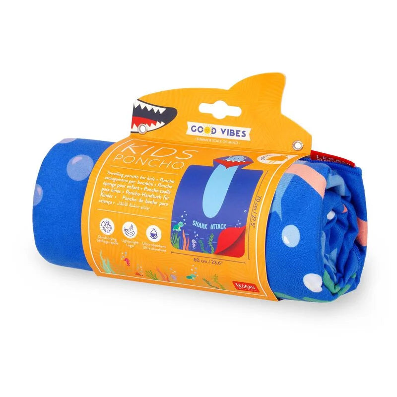 PONCHO ASCIUGAMANO PER BAMBINI SHARK