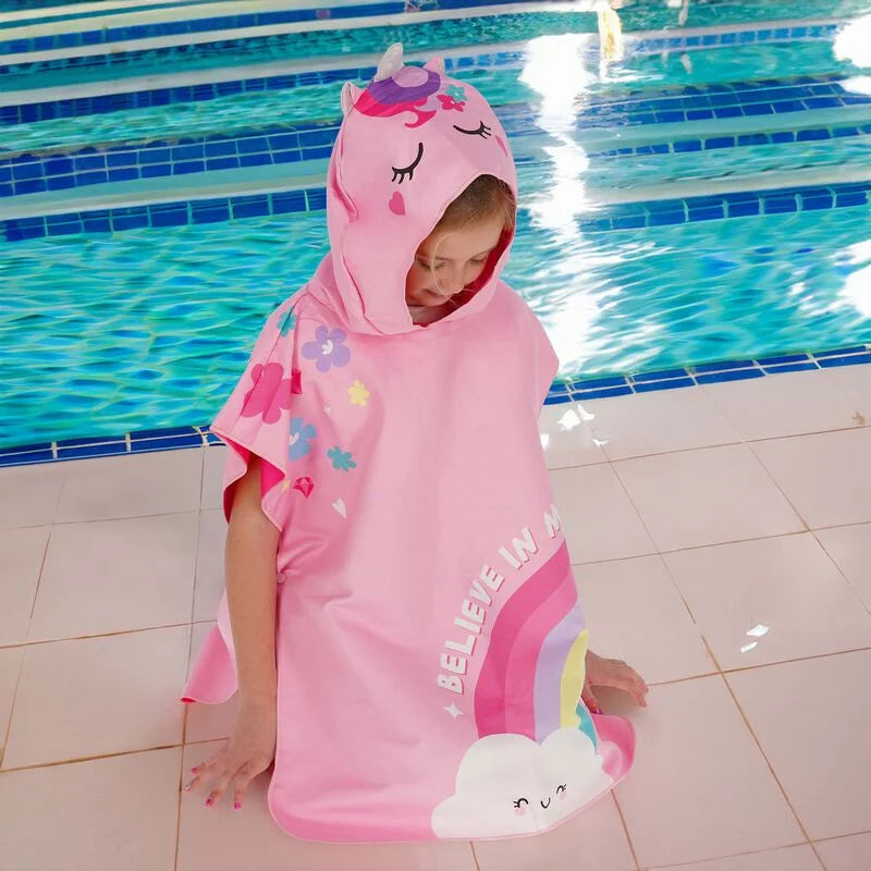 PONCHO ASCIUGAMANO PER BAMBINI UNICORN