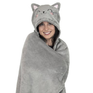 COSY HUGS! COPERTA CON CAPPUCCIO GATTO