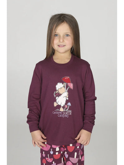 Funghetti, pigiama girocollo bambina in cotone