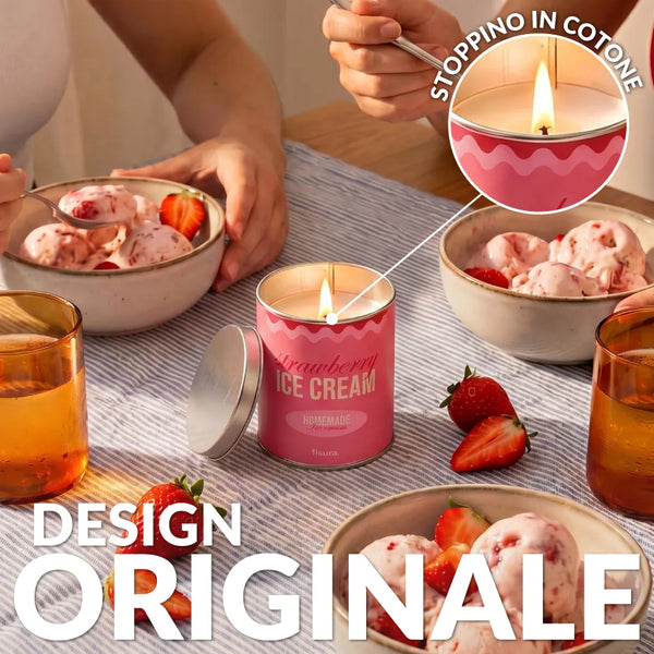 Candela profumata in latta di metallo “Strawberry ice cream” – fragole con panna
