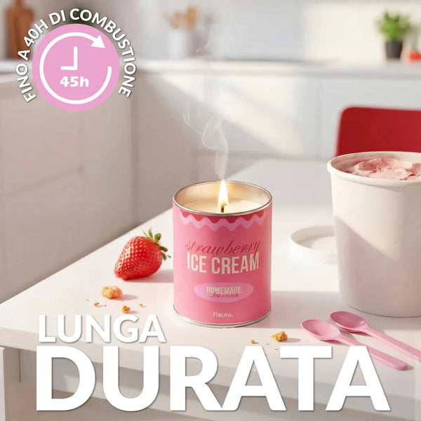 Candela profumata in latta di metallo “Strawberry ice cream” – fragole con panna