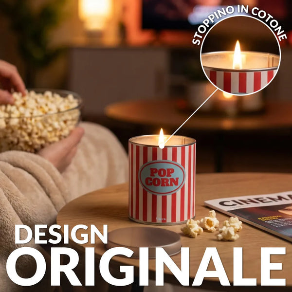 Candela profumata in latta di metallo “Pop corn” – popcorn al burro
