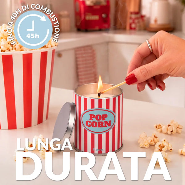 Candela profumata in latta di metallo “Pop corn” – popcorn al burro