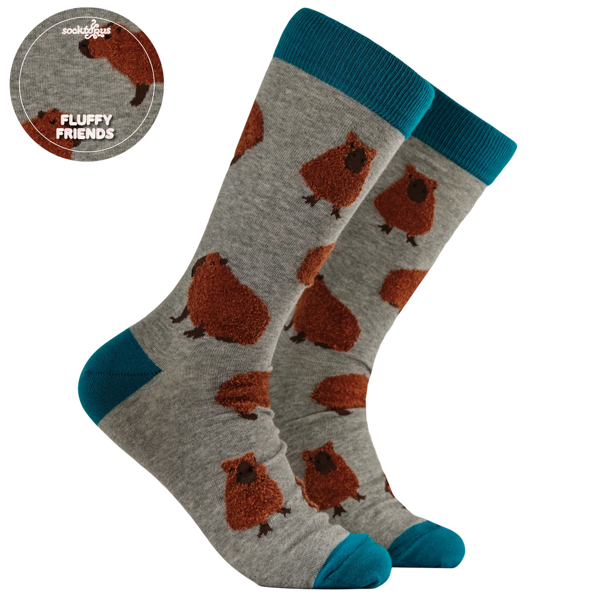 Capybara Fluffies Socks Grey – Calzini Capibara Morbidi e Super Coccolosi