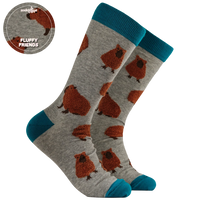Capybara Fluffies Socks Grey – Calzini Capibara Morbidi e Super Coccolosi