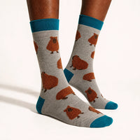 Capybara Fluffies Socks Grey – Calzini Capibara Morbidi e Super Coccolosi