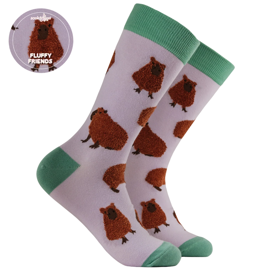 Capybara Fluffies Socks Lilac – Calzini Capibara Morbidi e Super Coccolosi