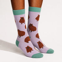 Capybara Fluffies Socks Lilac – Calzini Capibara Morbidi e Super Coccolosi
