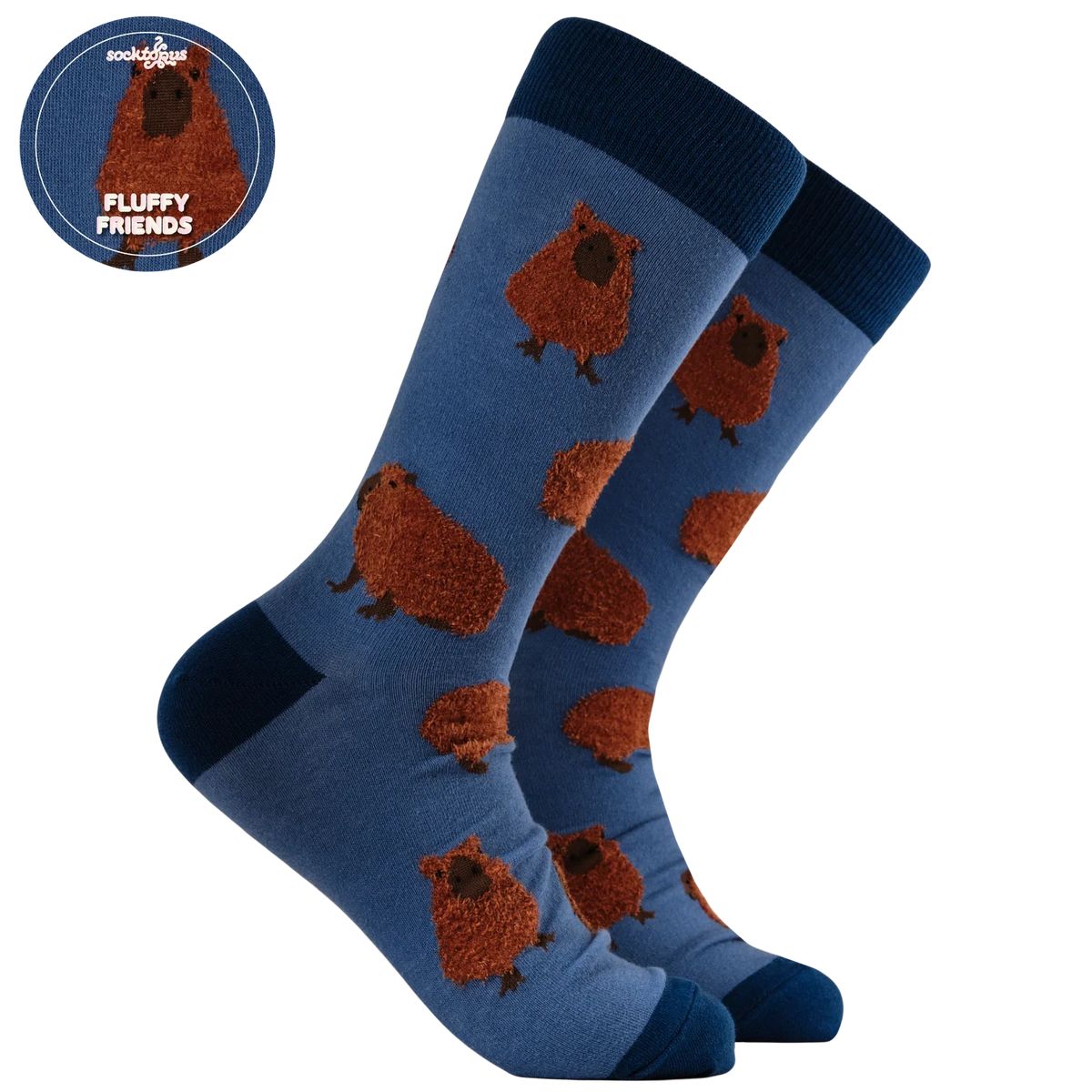 Capybara Fluffies Socks Navy – Calzini Capibara Morbidi e Super Coccolosi