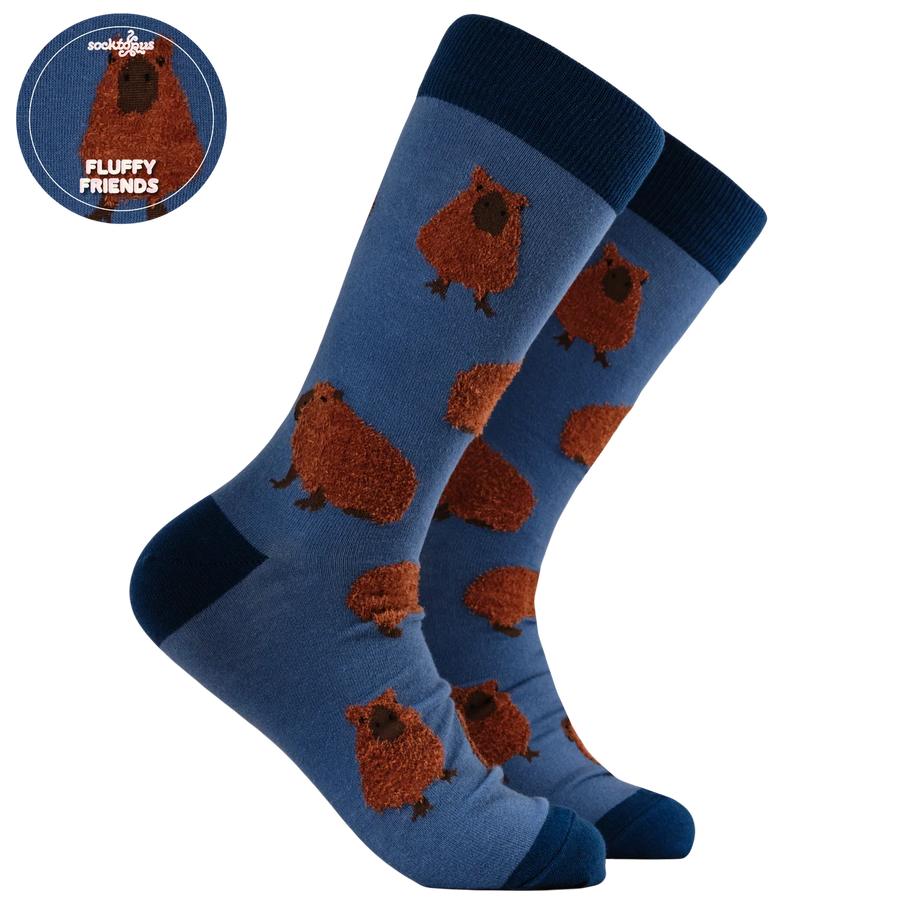 Capybara Fluffies Socks Navy – Calzini Capibara Morbidi e Super Coccolosi