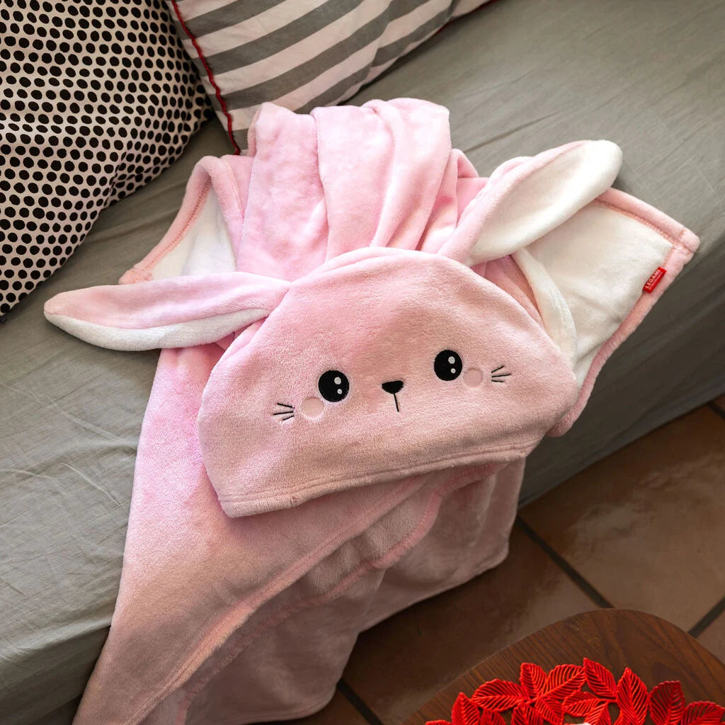 COSY HUGS! COPERTA CON CAPPUCCIO BUNNY