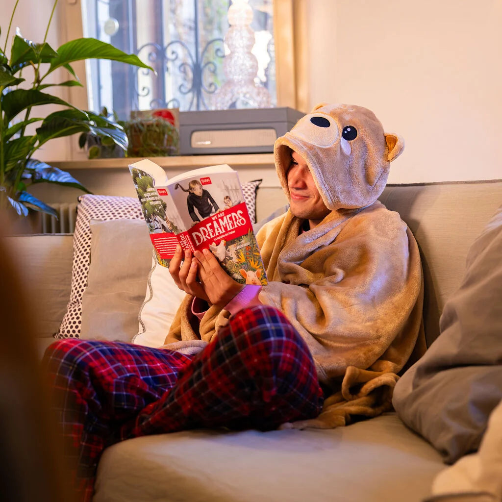 COSY HUGS! COPERTA CON CAPPUCCIO TEDDY BAER