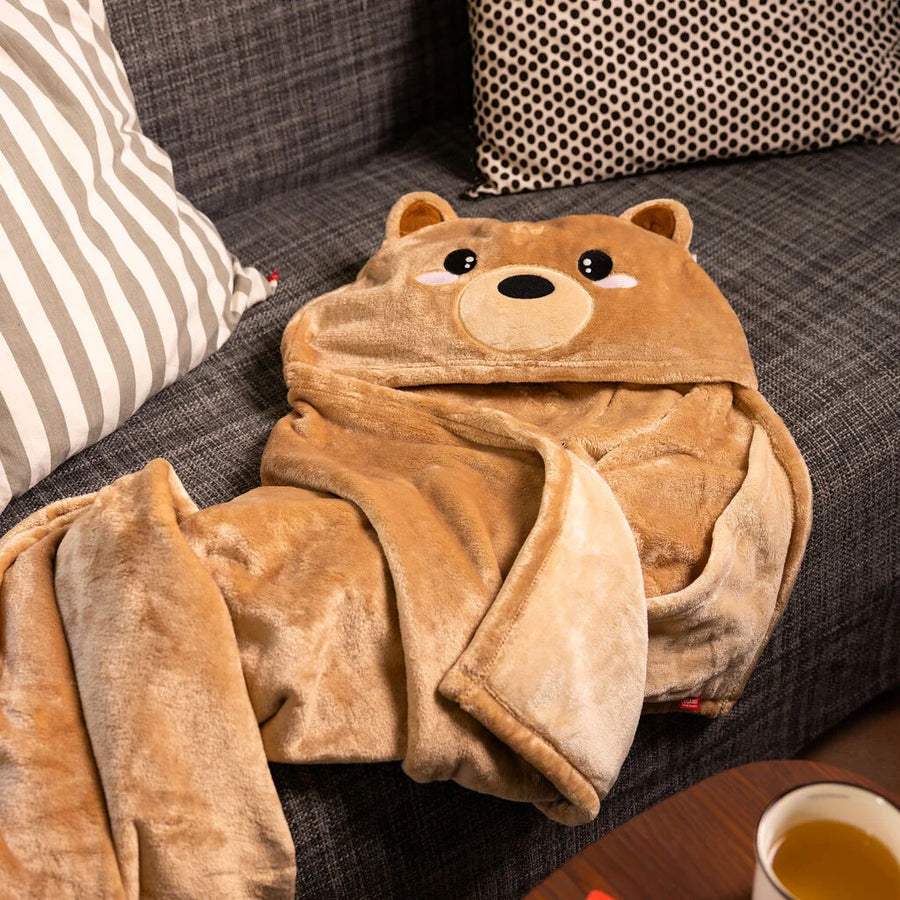 COSY HUGS! COPERTA CON CAPPUCCIO TEDDY BAER