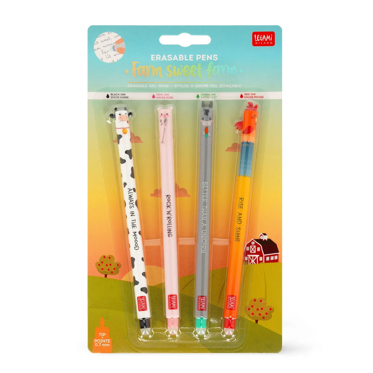 FARM SWEET FARM - SET DI 4 PENNE GEL CANCELLABILI