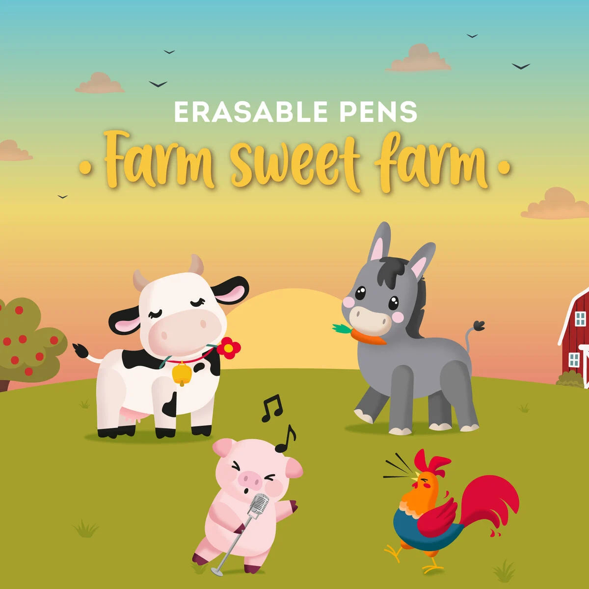 FARM SWEET FARM - SET DI 4 PENNE GEL CANCELLABILI