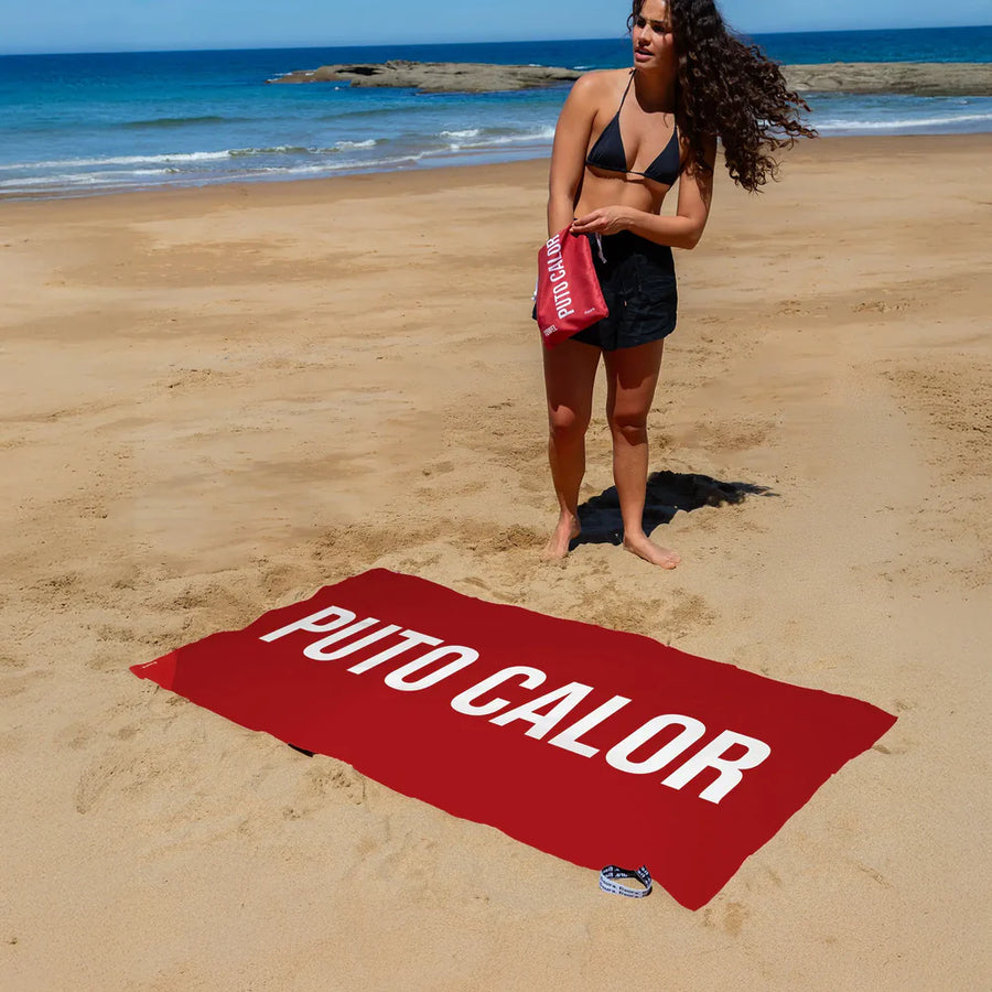 TELO MARE MICROFIBRA "PUTO CALOR" ROSSO