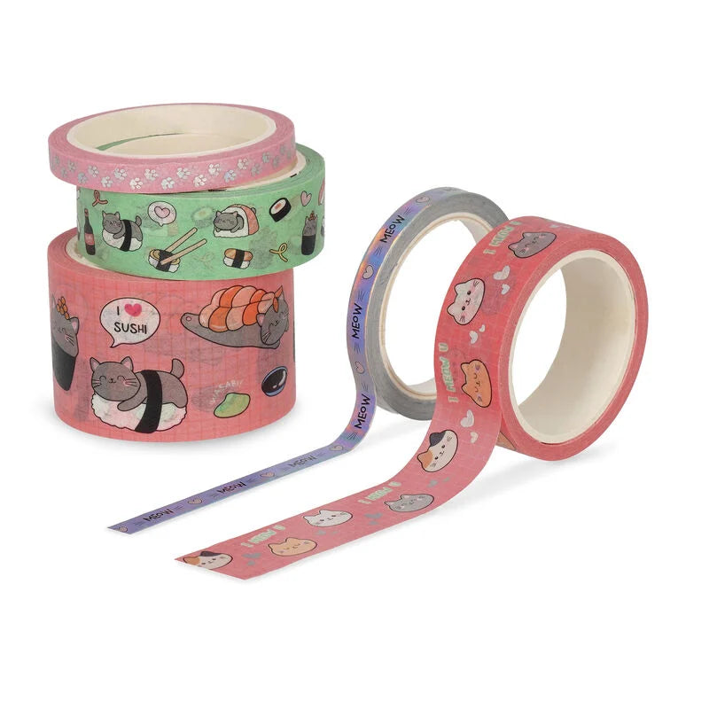 SET DI 5 NASTRI ADESIVI DI CARTA TAPE BY TAPE KITTY