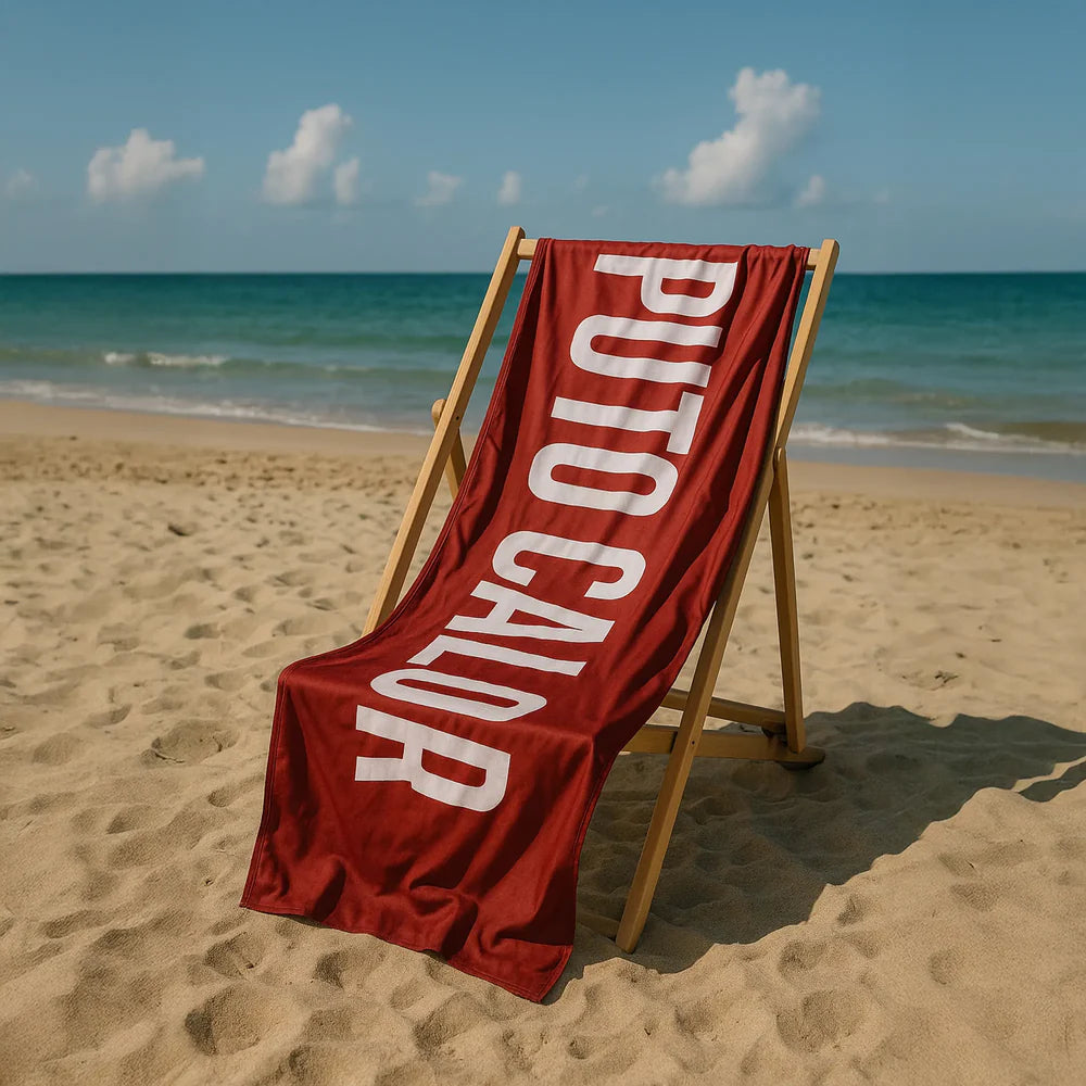 TELO MARE MICROFIBRA "PUTO CALOR" ROSSO