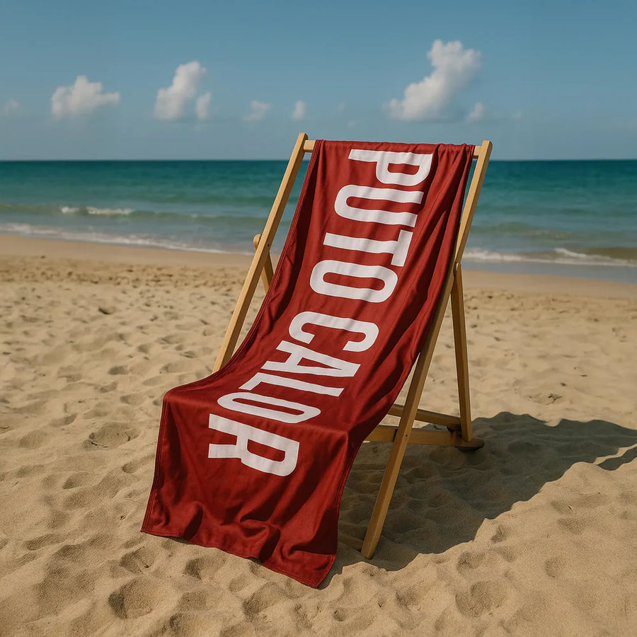 TELO MARE MICROFIBRA "PUTO CALOR" ROSSO