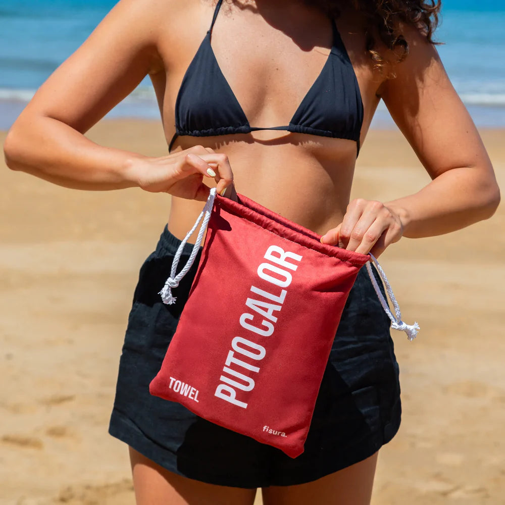 TELO MARE MICROFIBRA "PUTO CALOR" ROSSO