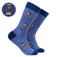 Fluffy Penguin Socks Blue – Calzini Pinguino Morbidi e Super Coccolosi