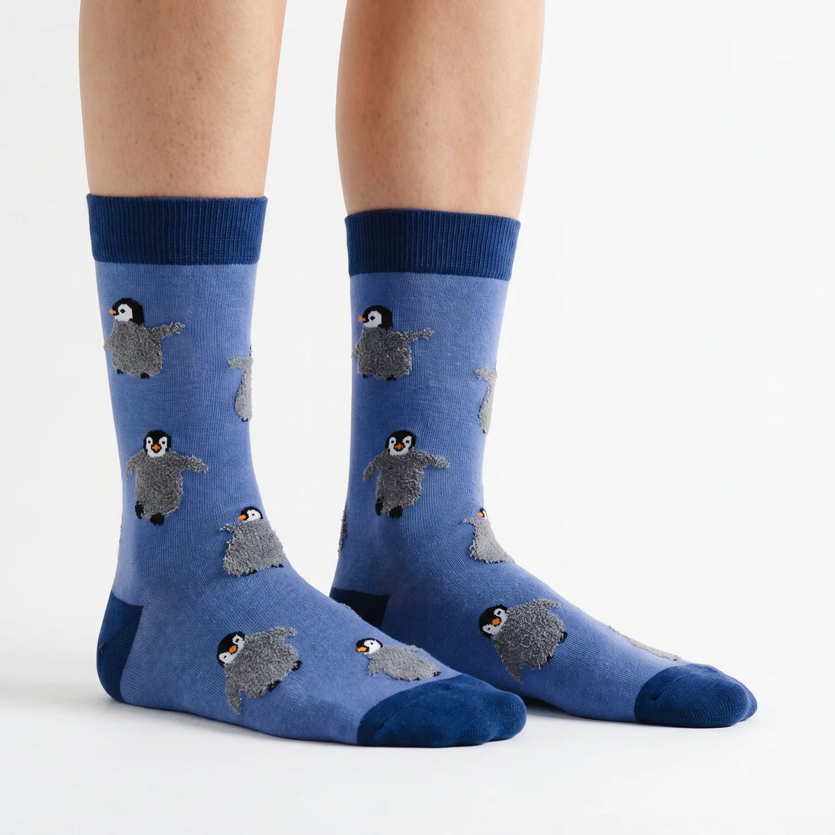 Fluffy Penguin Socks Blue – Calzini Pinguino Morbidi e Super Coccolosi