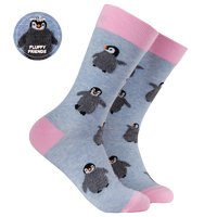 Fluffy Penguin Socks Light Blue – Calzini Pinguino Morbidi e Fluffy