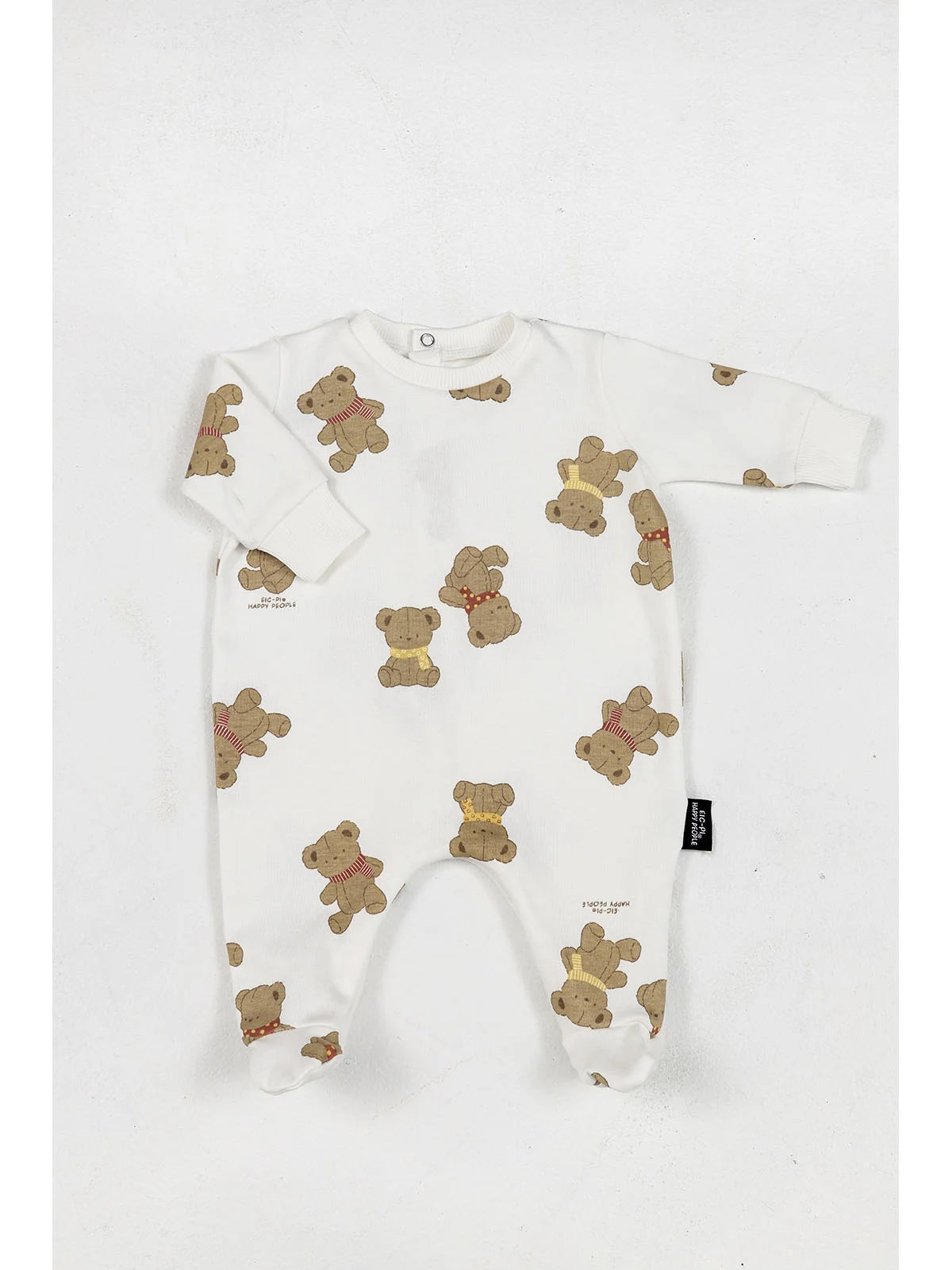 Orsetto, tutina baby bianca in cotone
